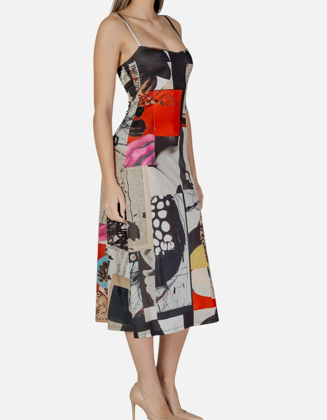 Collage Print Midi Dress