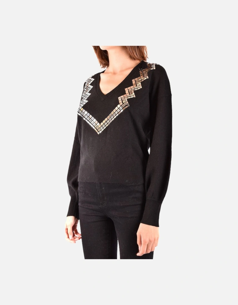 Sequin Detail VNeck Sweater