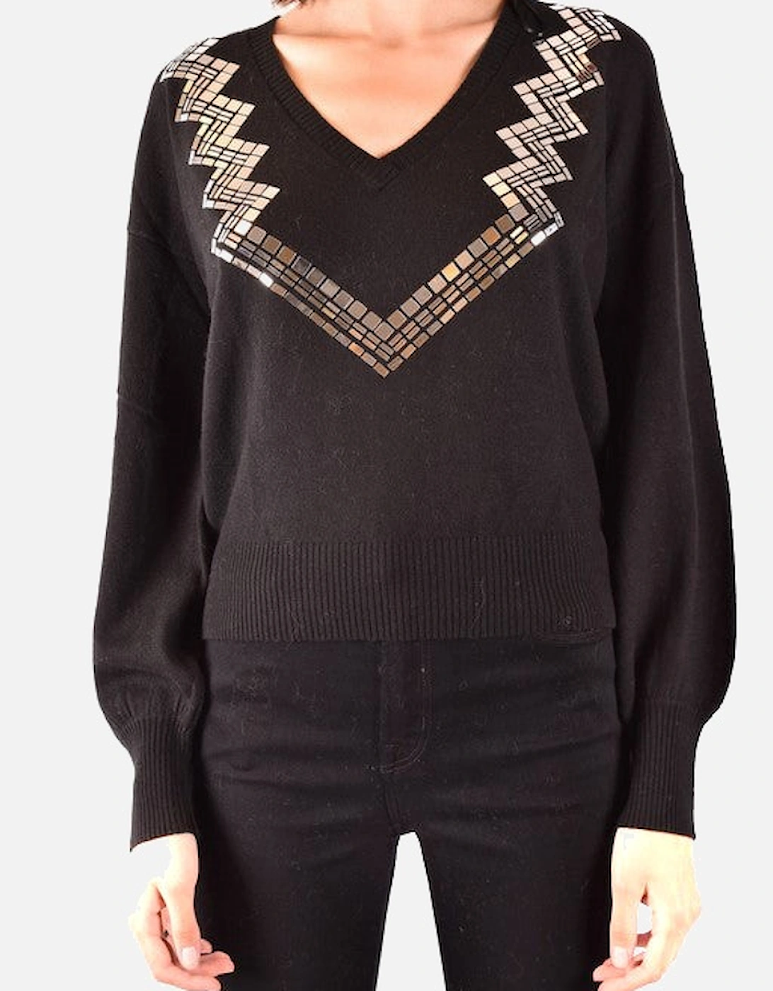Sequin Detail VNeck Sweater, 4 of 3