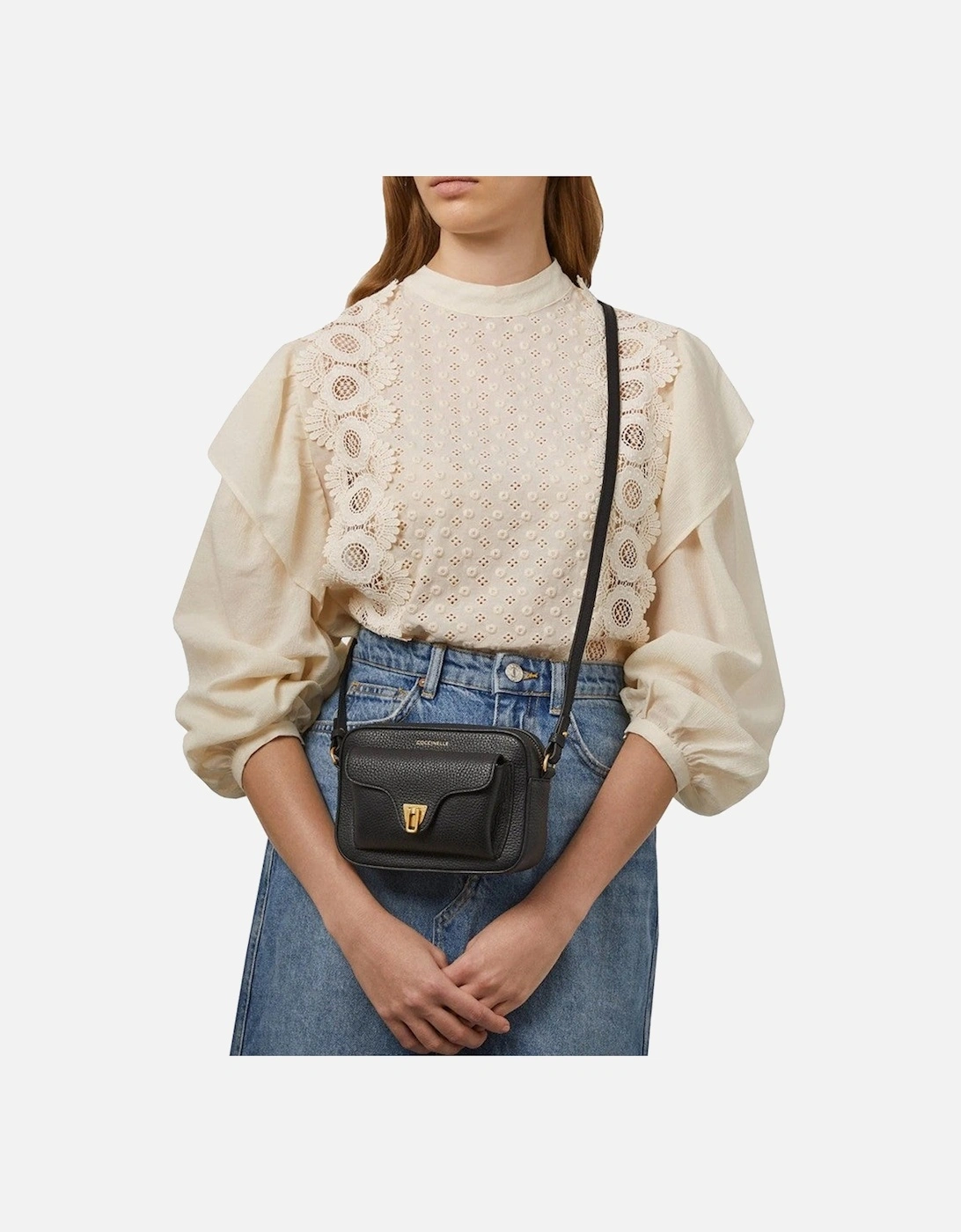 Leather Across-Body Bag with Metallic Fastening