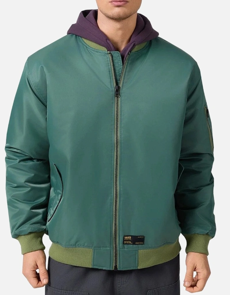 Nylon Bomber Jacket with Zip and Visible Logo