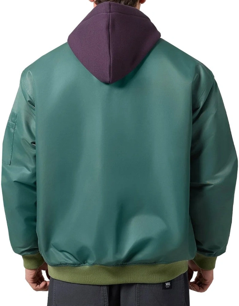 Nylon Bomber Jacket with Zip and Visible Logo