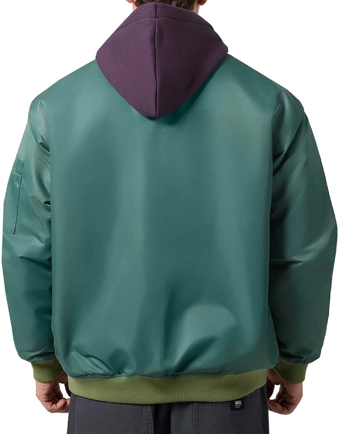 Nylon Bomber Jacket with Zip and Visible Logo