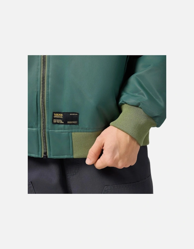 Nylon Bomber Jacket with Zip and Visible Logo