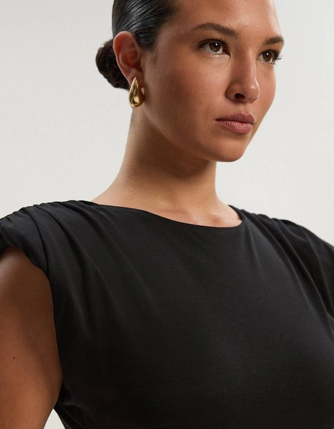 Stretch Jersey Power Shoulder Bodysuit