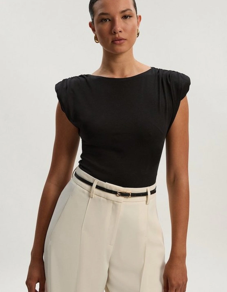 Stretch Jersey Power Shoulder Bodysuit