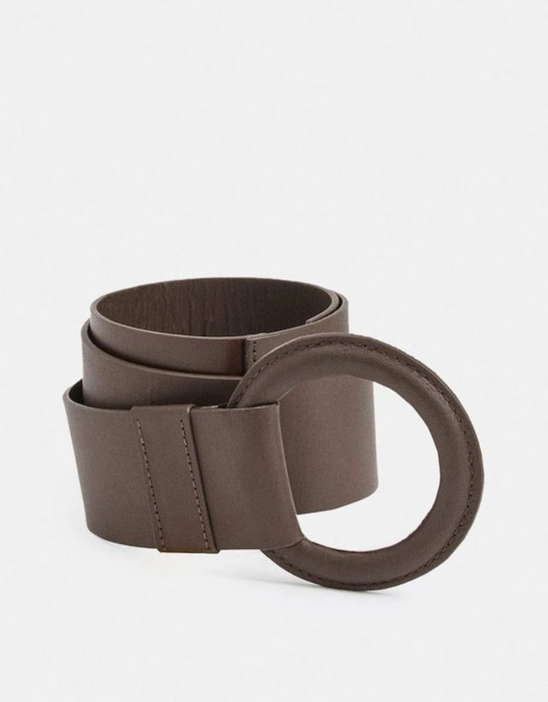 Leather Ring Detail Chunky Belt