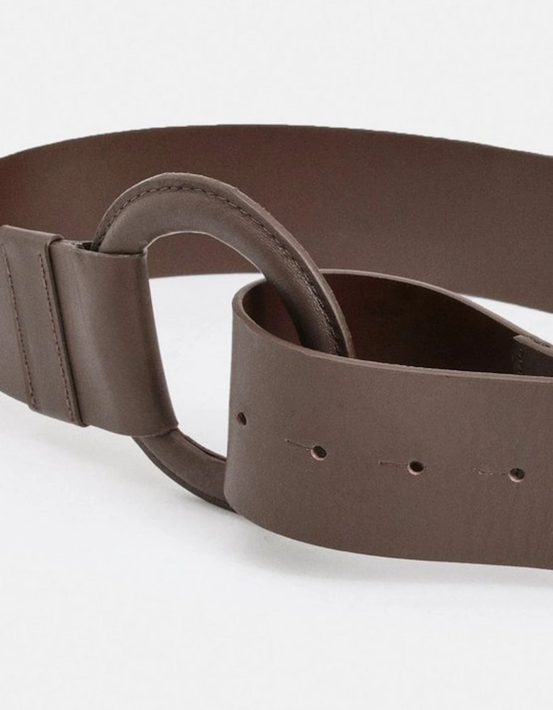 Leather Ring Detail Chunky Belt