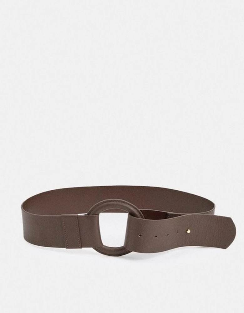 Leather Ring Detail Chunky Belt