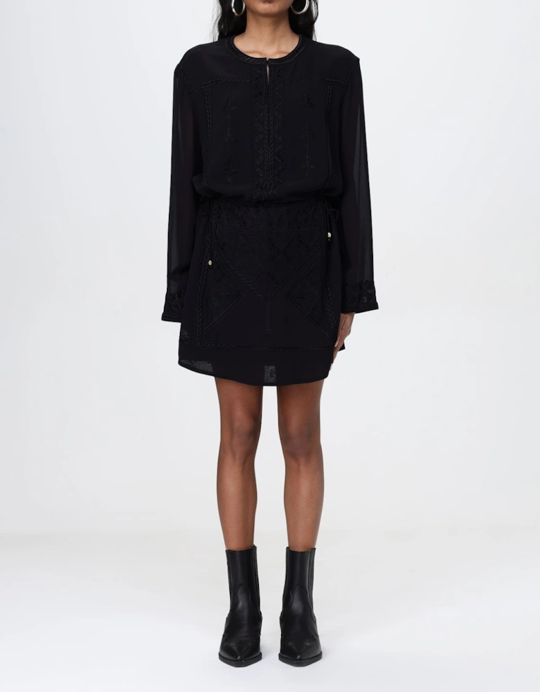 Embroidered Voile Mini Dress