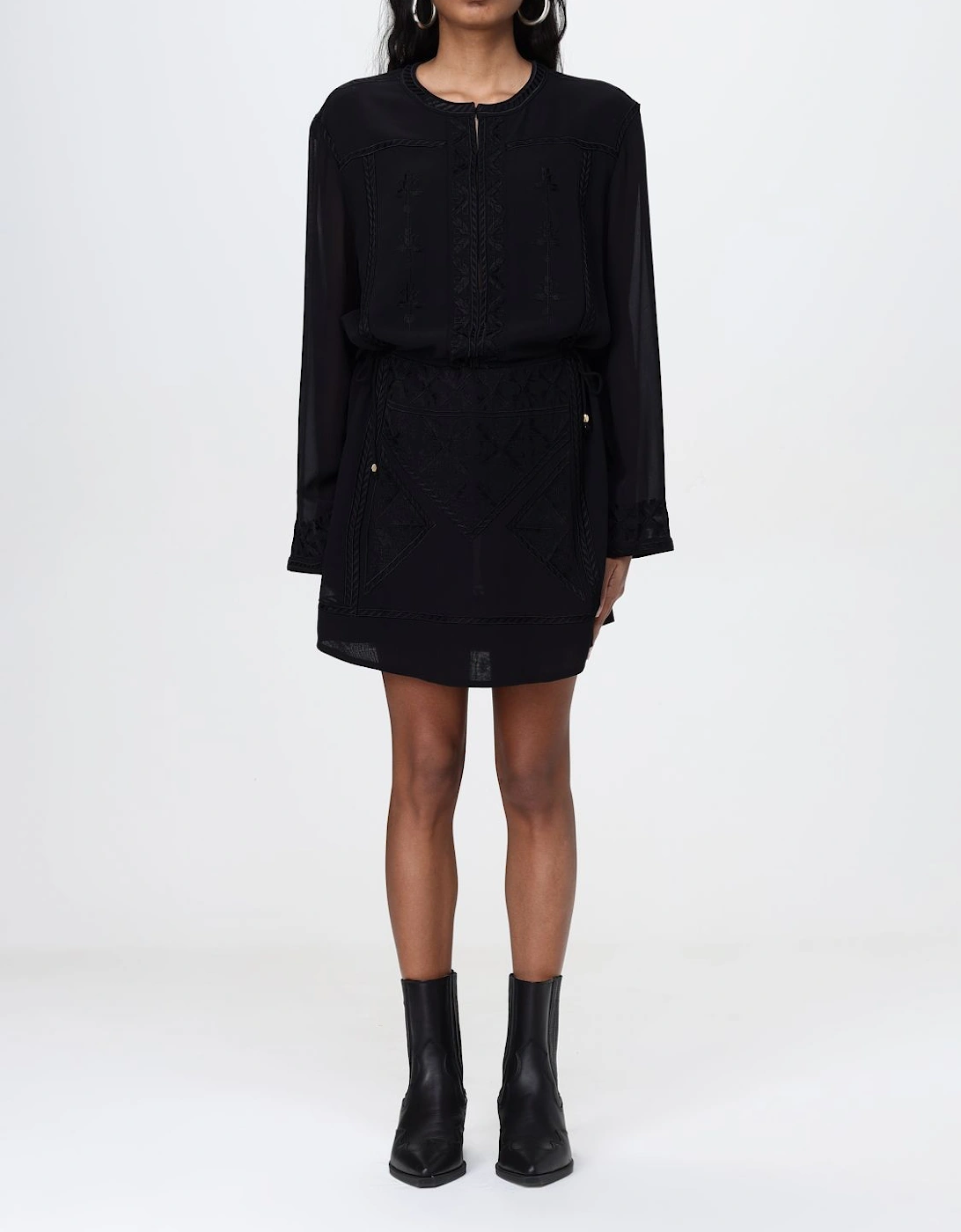 Embroidered Voile Mini Dress, 4 of 3