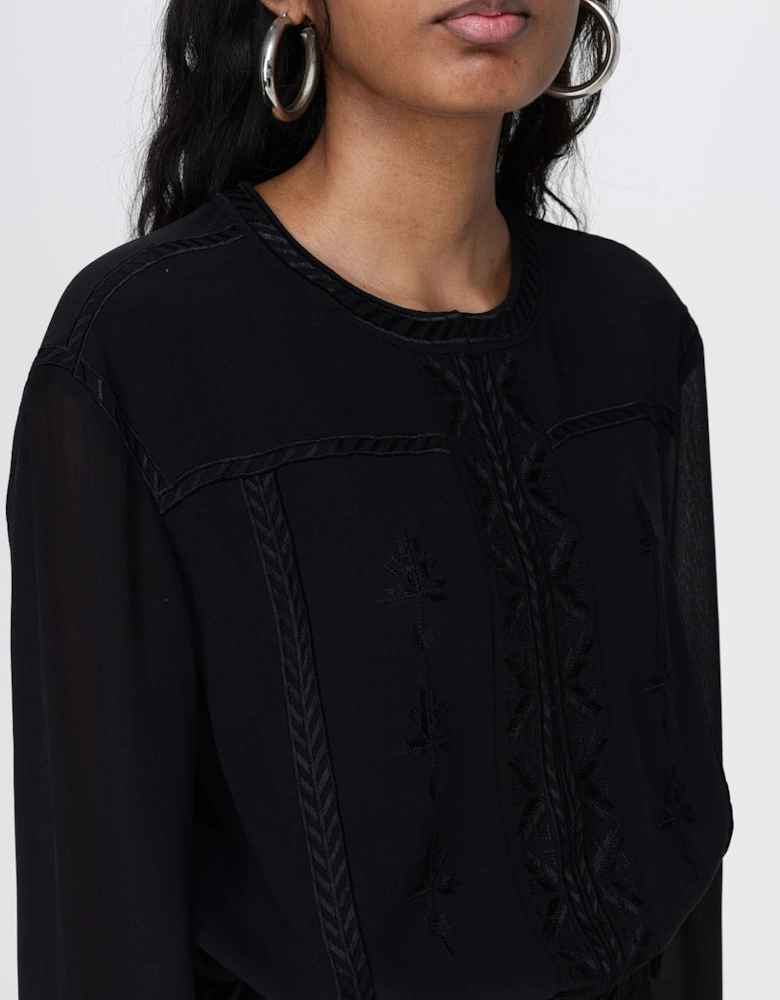Embroidered Voile Mini Dress