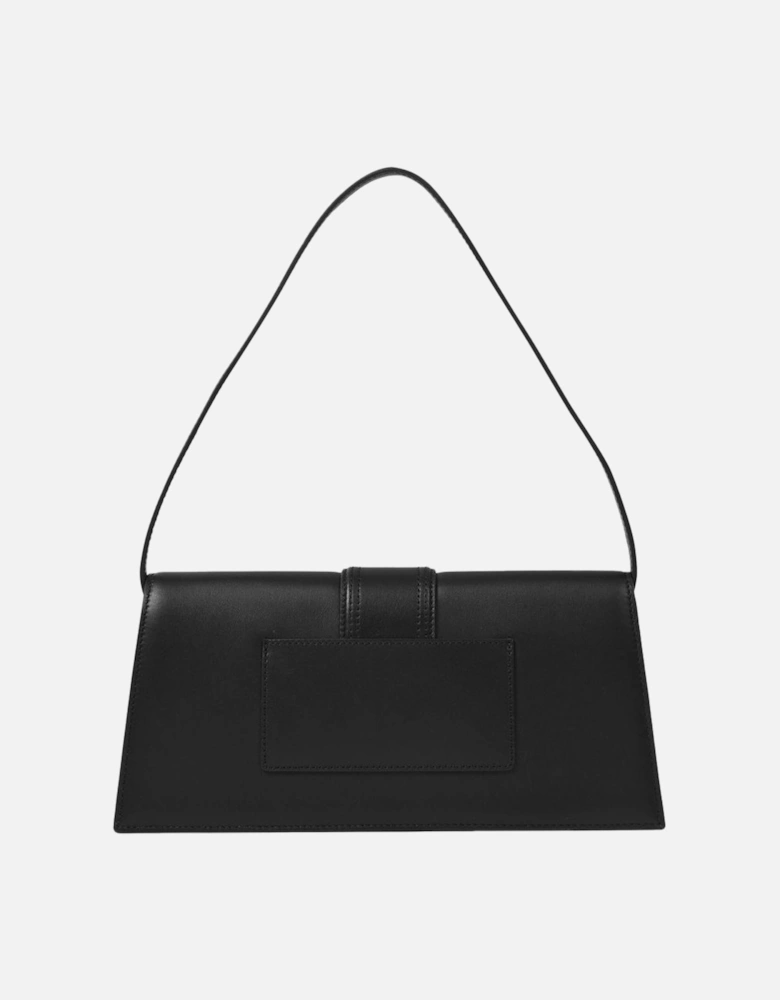Long Leather Bag with Oversized Handle and Gold Logo