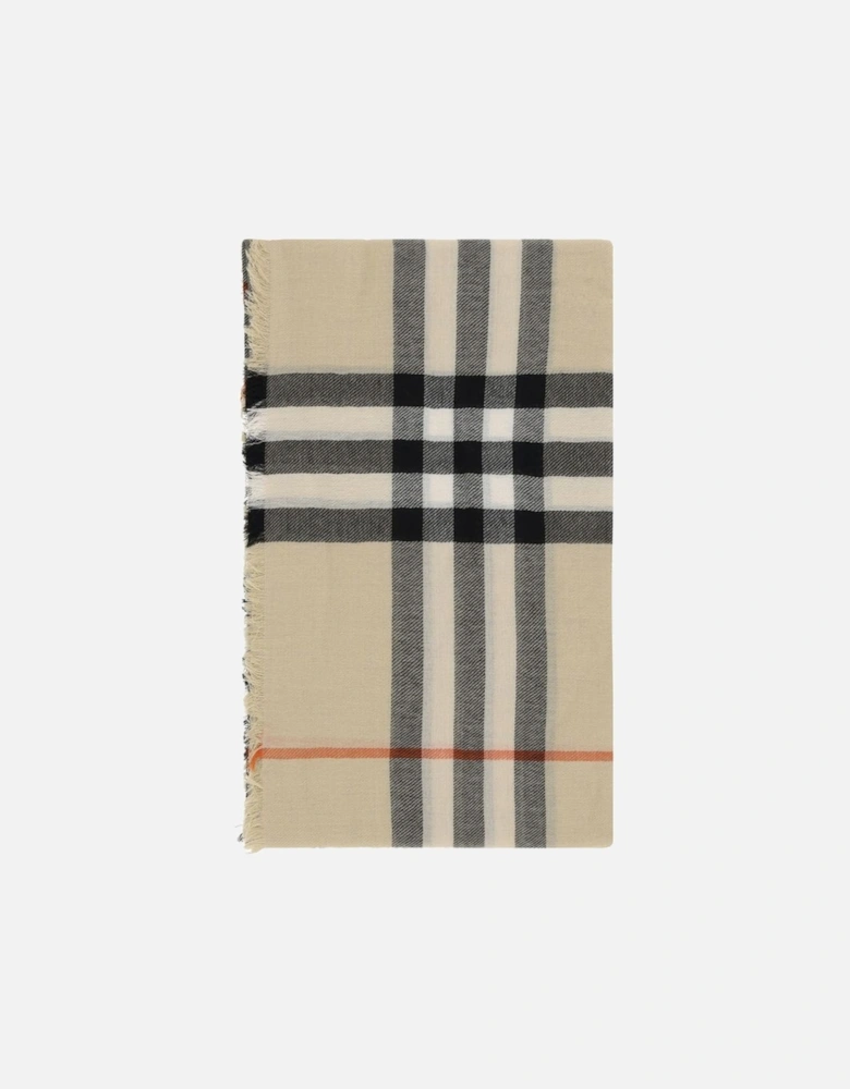 Giant Check Cashmere Scarf Beige