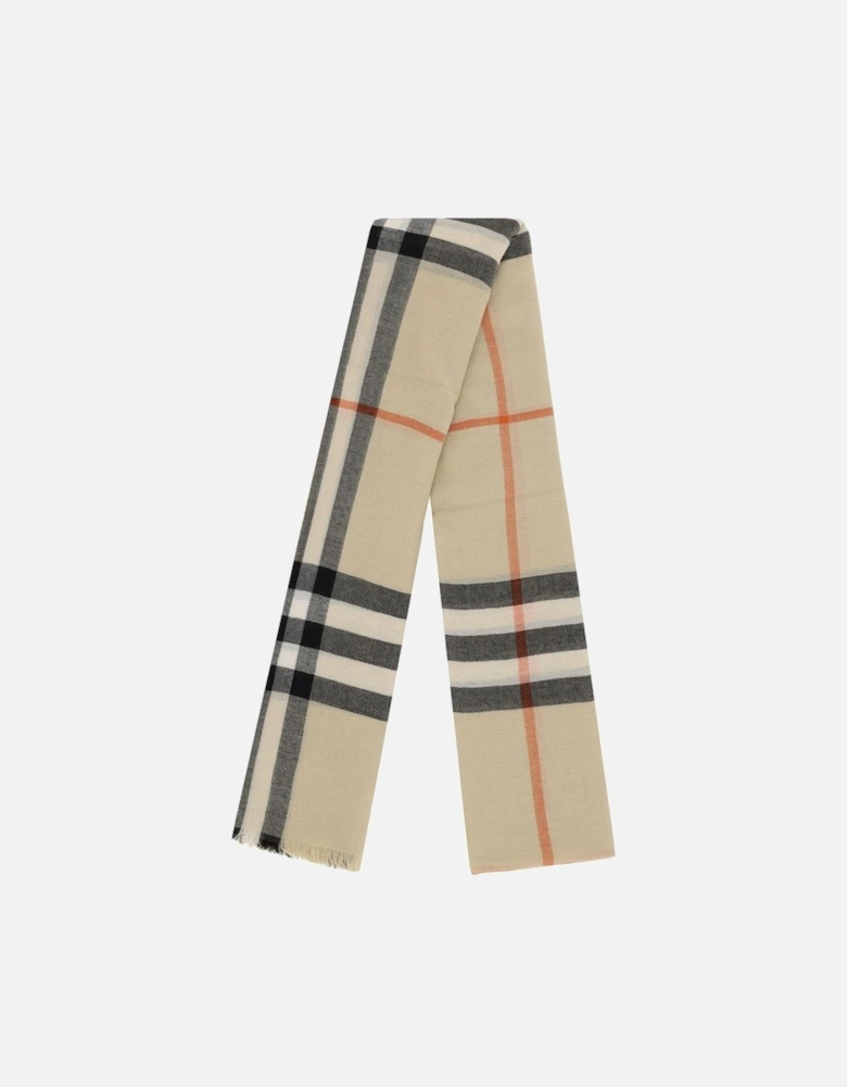 Giant Check Cashmere Scarf Beige