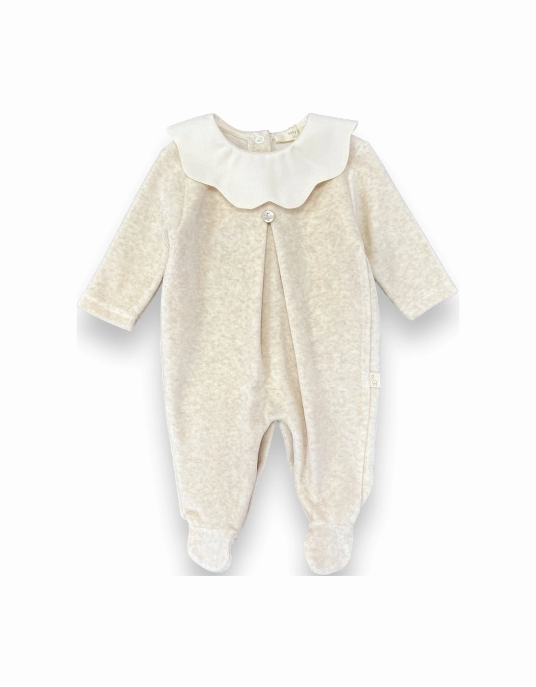 Beige Velour Scollop Babygrow, 3 of 2
