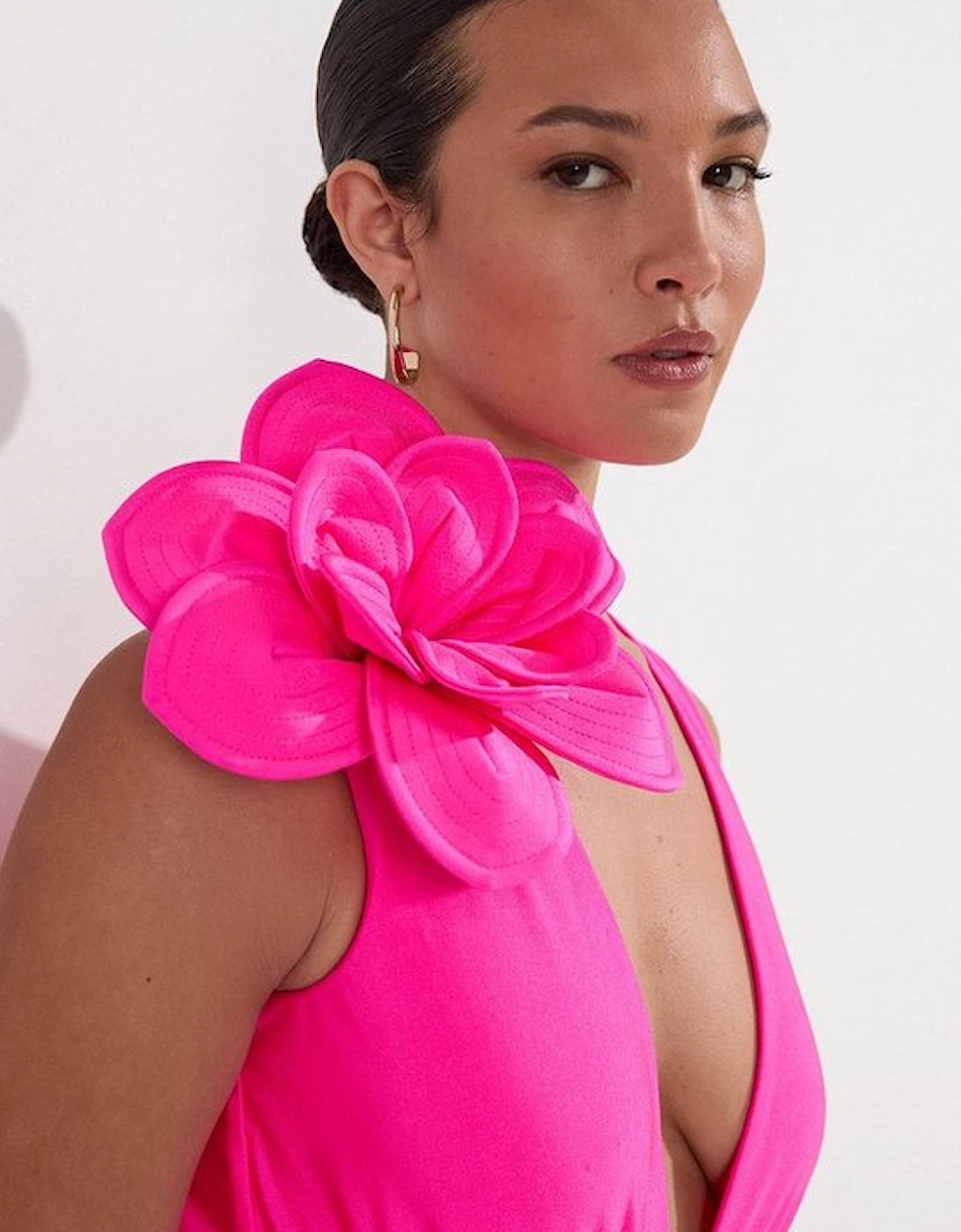 Flower Corsage Plunge Swimsuit
