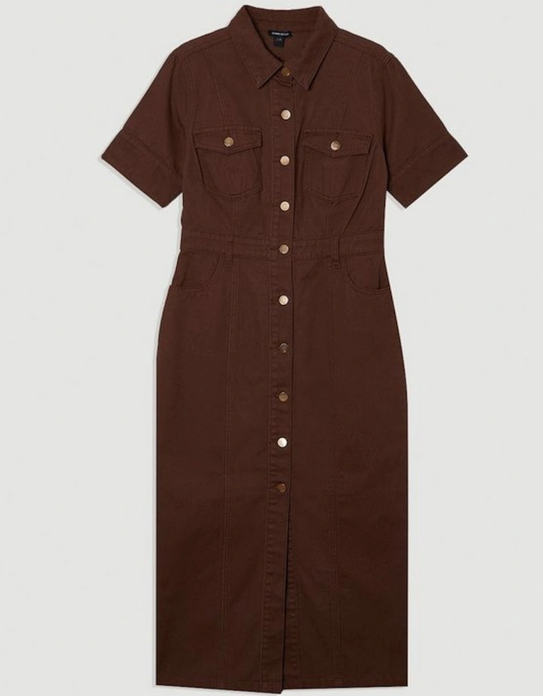 Denim Short Sleeve Shirt Dress