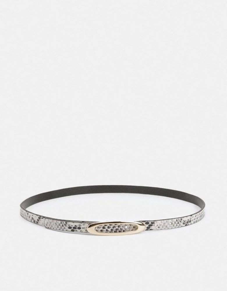 Snake Effect Leather Oval Buckle Belt