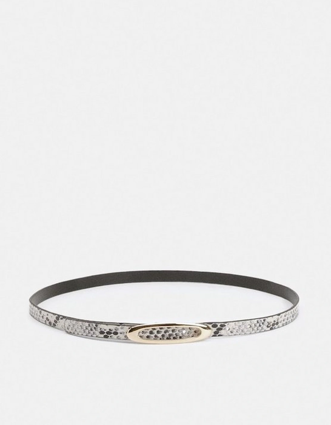 Snake Effect Leather Oval Buckle Belt