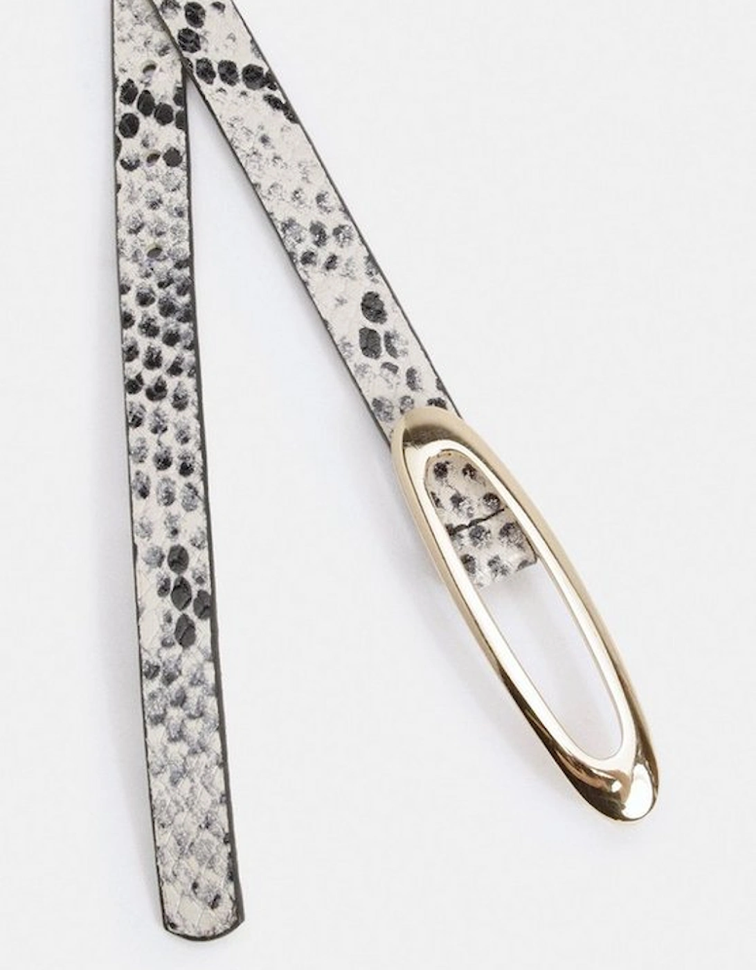 Snake Effect Leather Oval Buckle Belt