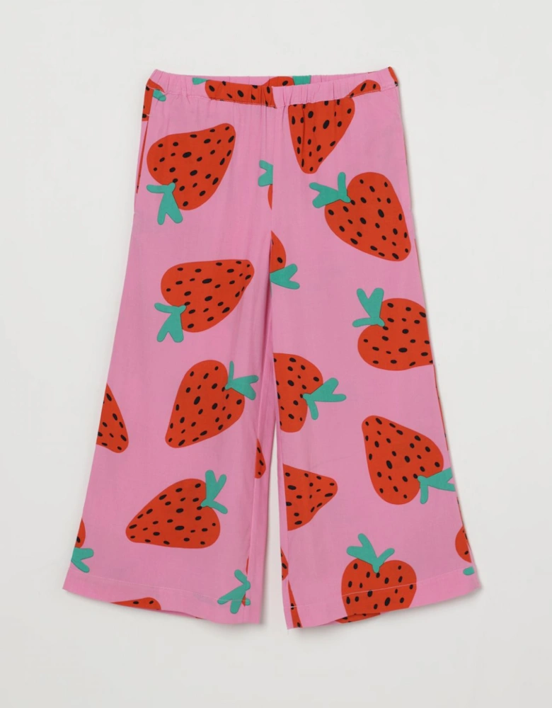 Kids Strawberry Print WideLeg Pants