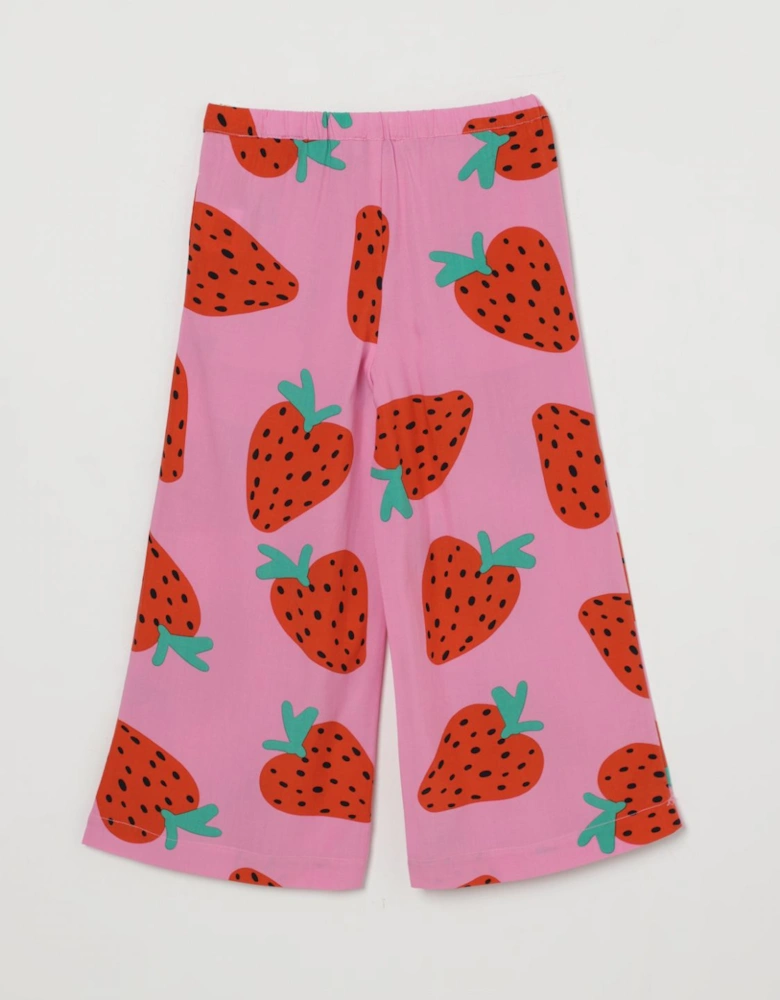 Kids Strawberry Print WideLeg Pants