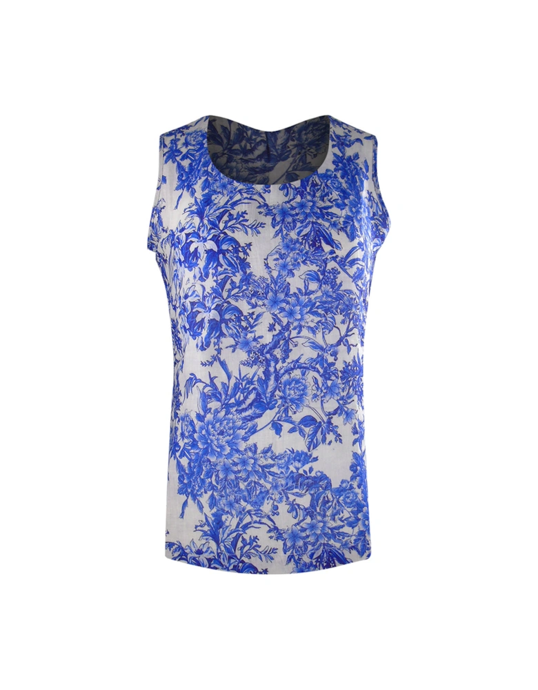 Fashion Blue Orchird Blue Floral Tank Top
