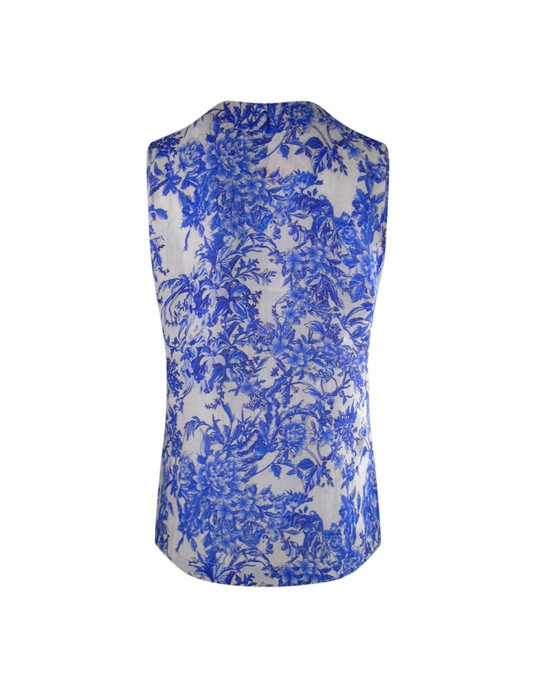 Fashion Blue Orchird Blue Floral Tank Top