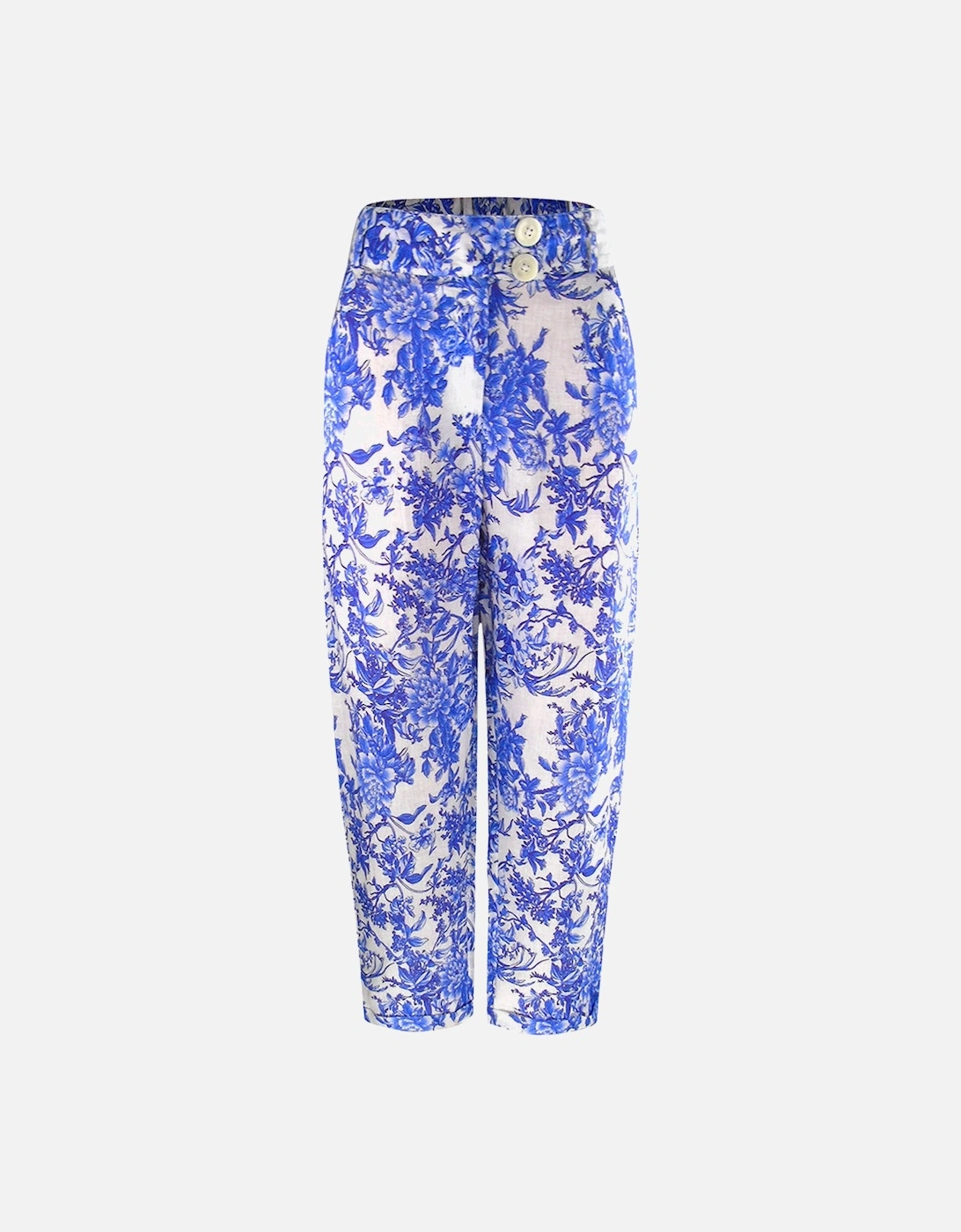 Fashion Blue Orchird Blue Floral Tuxedo Trousers