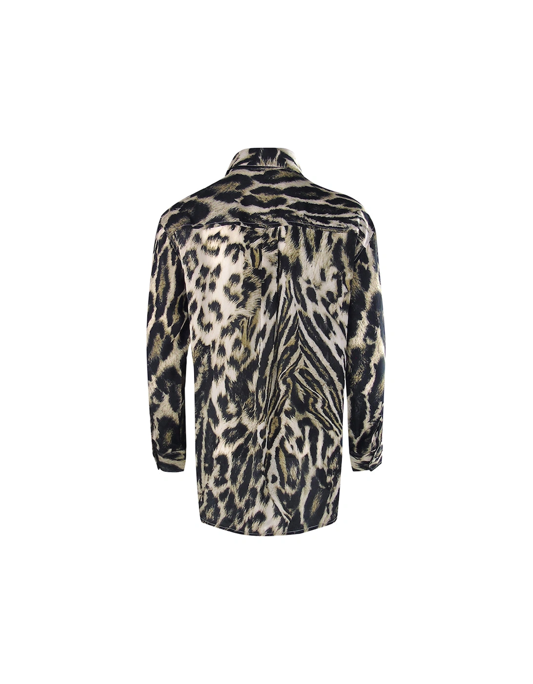 Fashion Siberia/1927 Brown Animal Print Collar Shirt Womens