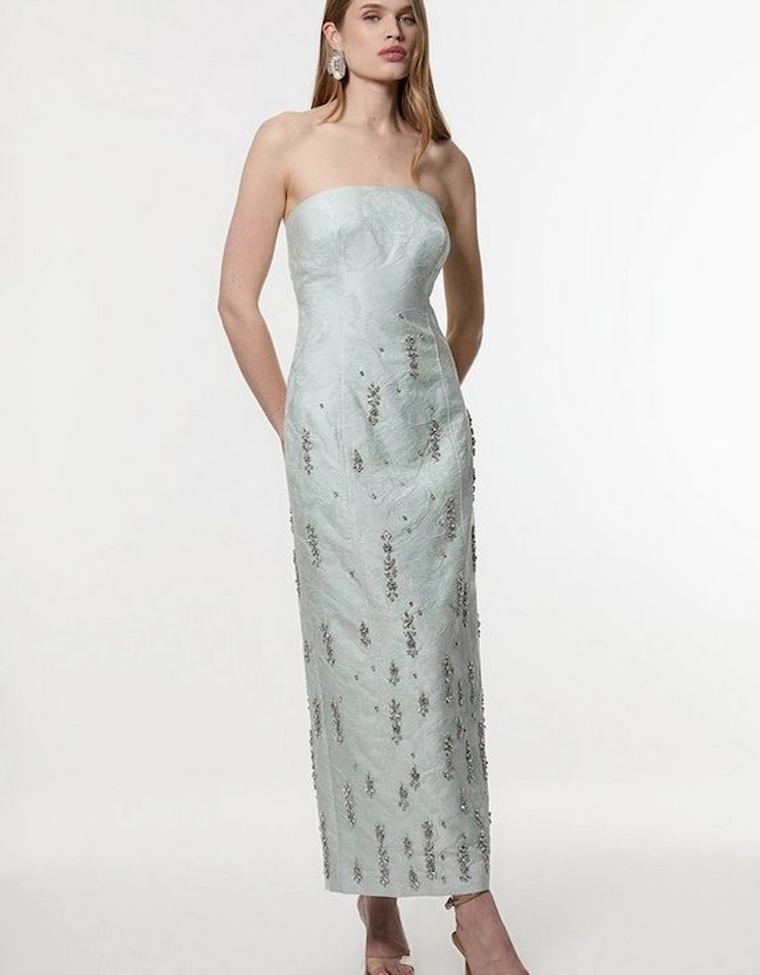 Texture Jacquard Crystal Embellished Strapless Mini Dress, 2 of 1