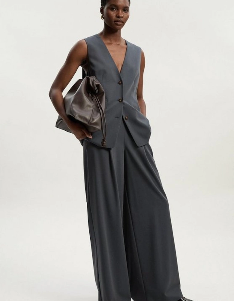 Tailored Twill Essential Wide Leg Trouser