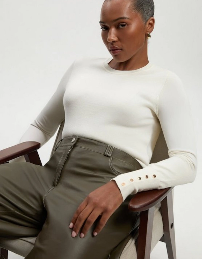 Plus Size Viscose Blend Knitted Crew Neck Jumper