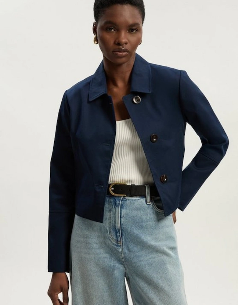 Petite Cotton Button Tailored Jacket