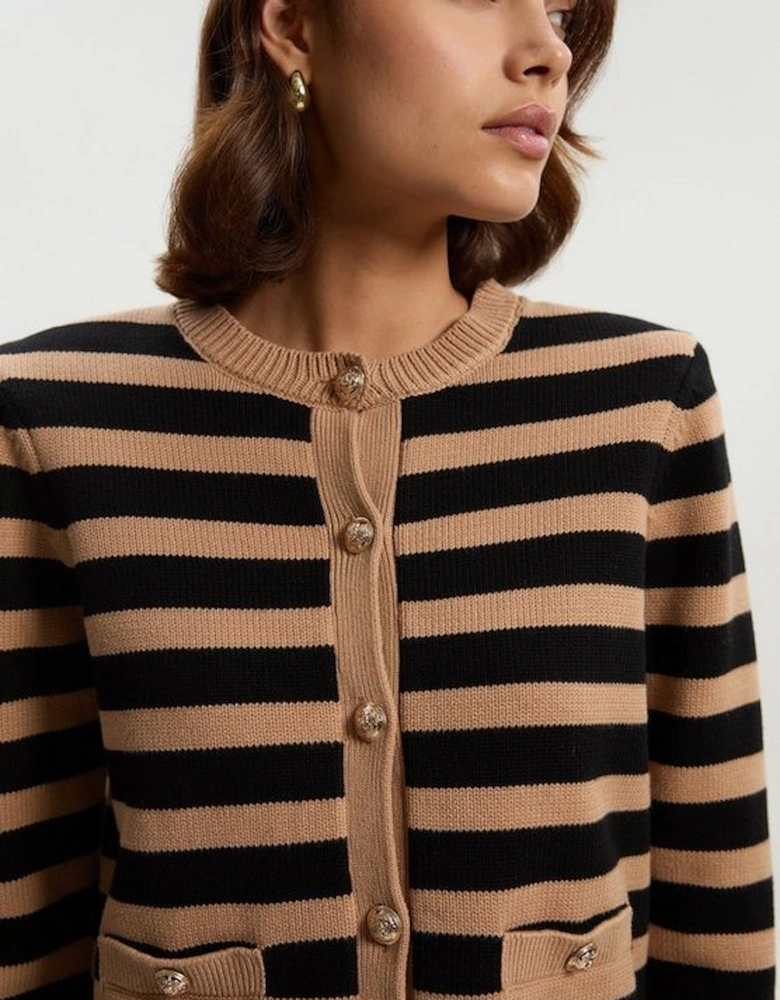 Cotton Knit Nautical Boxy Stripe Jacket