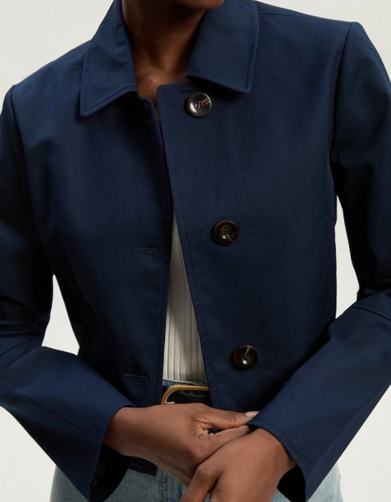 Petite Cotton Button Tailored Jacket