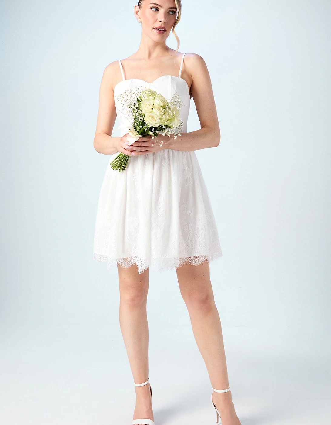 Embellished Lace Bandeau Bridal Mini Dress, 2 of 1