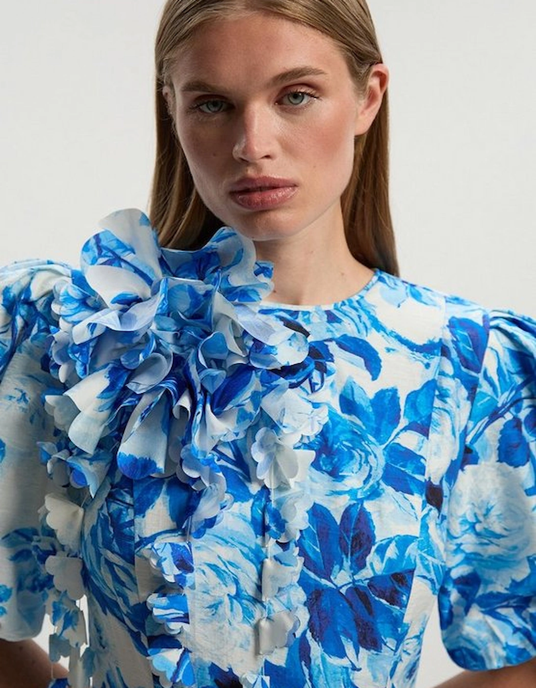 Tall Rosette Ruffle Woven Mini Dress