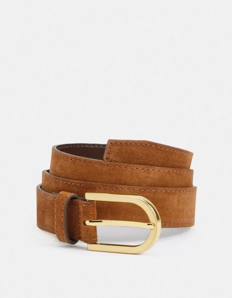 Suede Rounded Buckle Belt