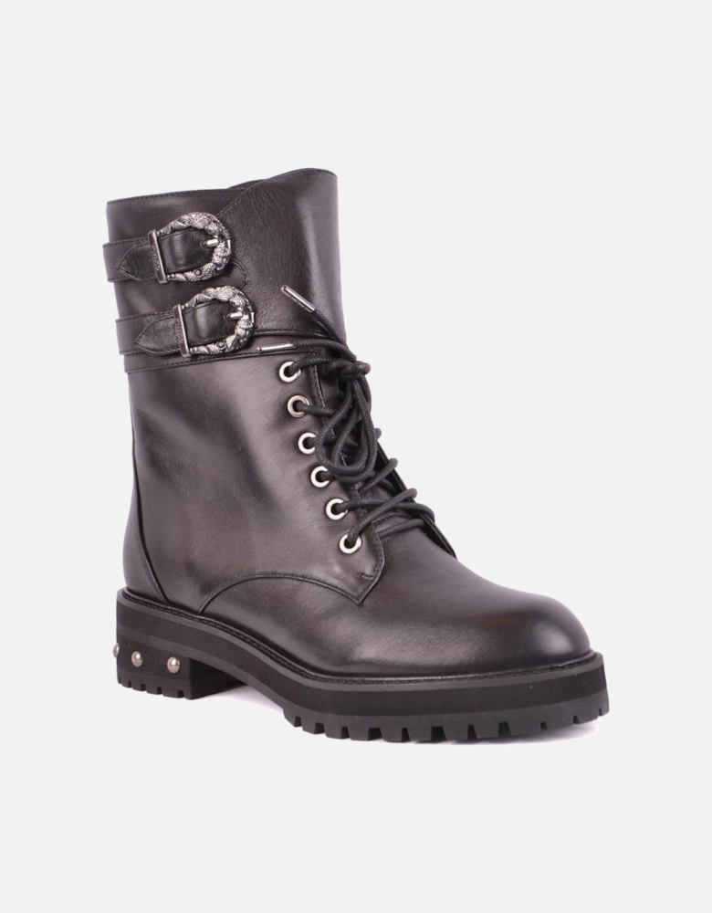 LaceUp Ankle Boots with Buckles
