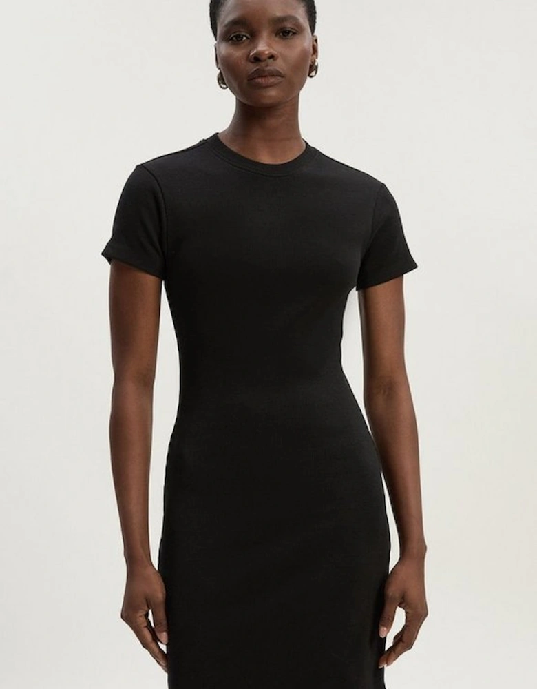 Compact Jersey Ribbed T-Shirt Mini Dress