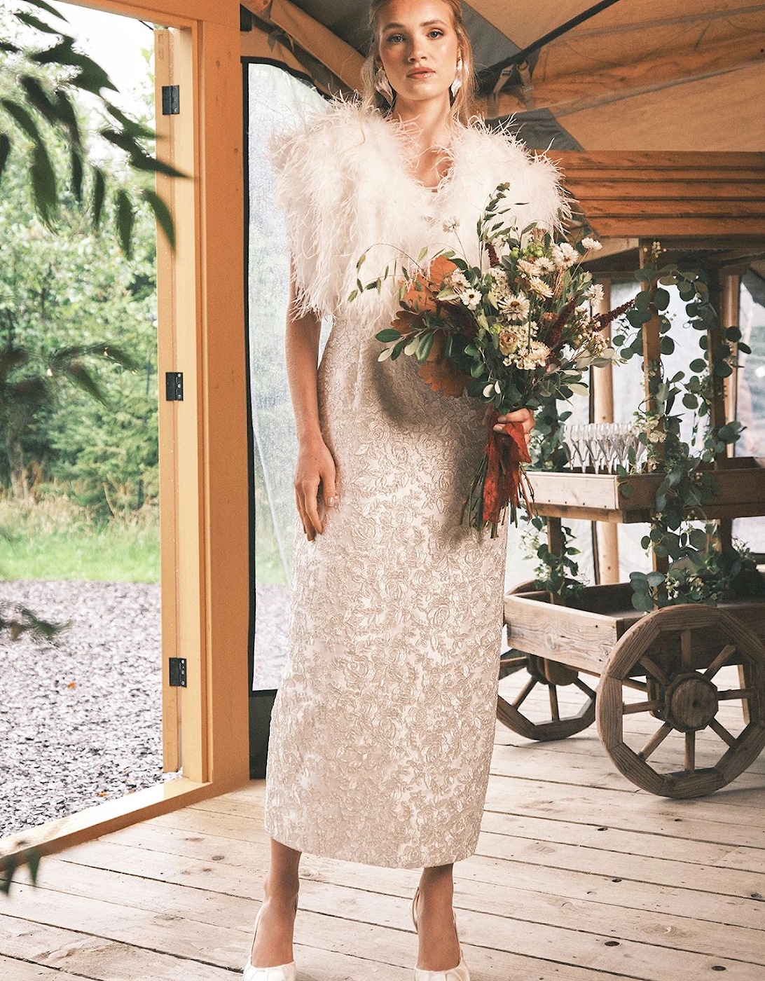 Ornate Lace and Twill Column Maxi Wedding Dress, 2 of 1