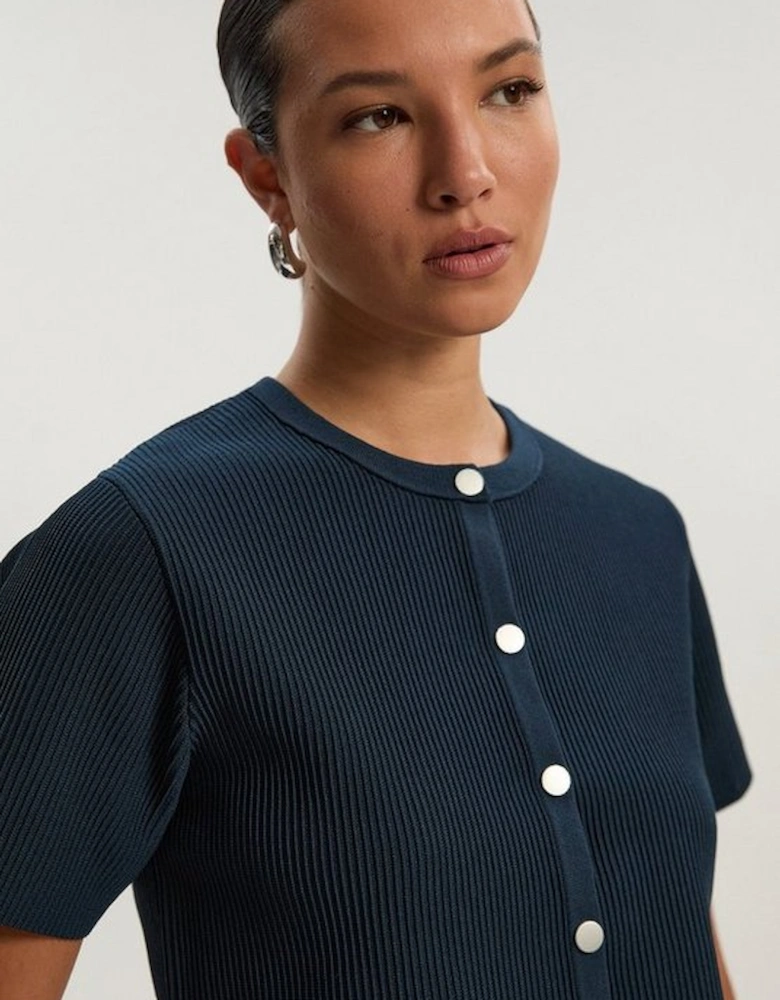 Ottoman Stitch Short Sleeve Knitted Cardi