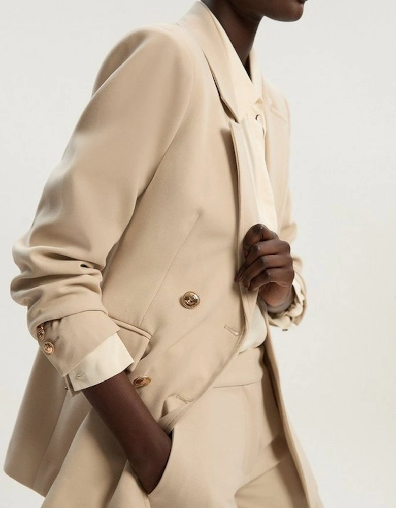 Compact Stretch Essential Tailored Doubled Breasted Blazer