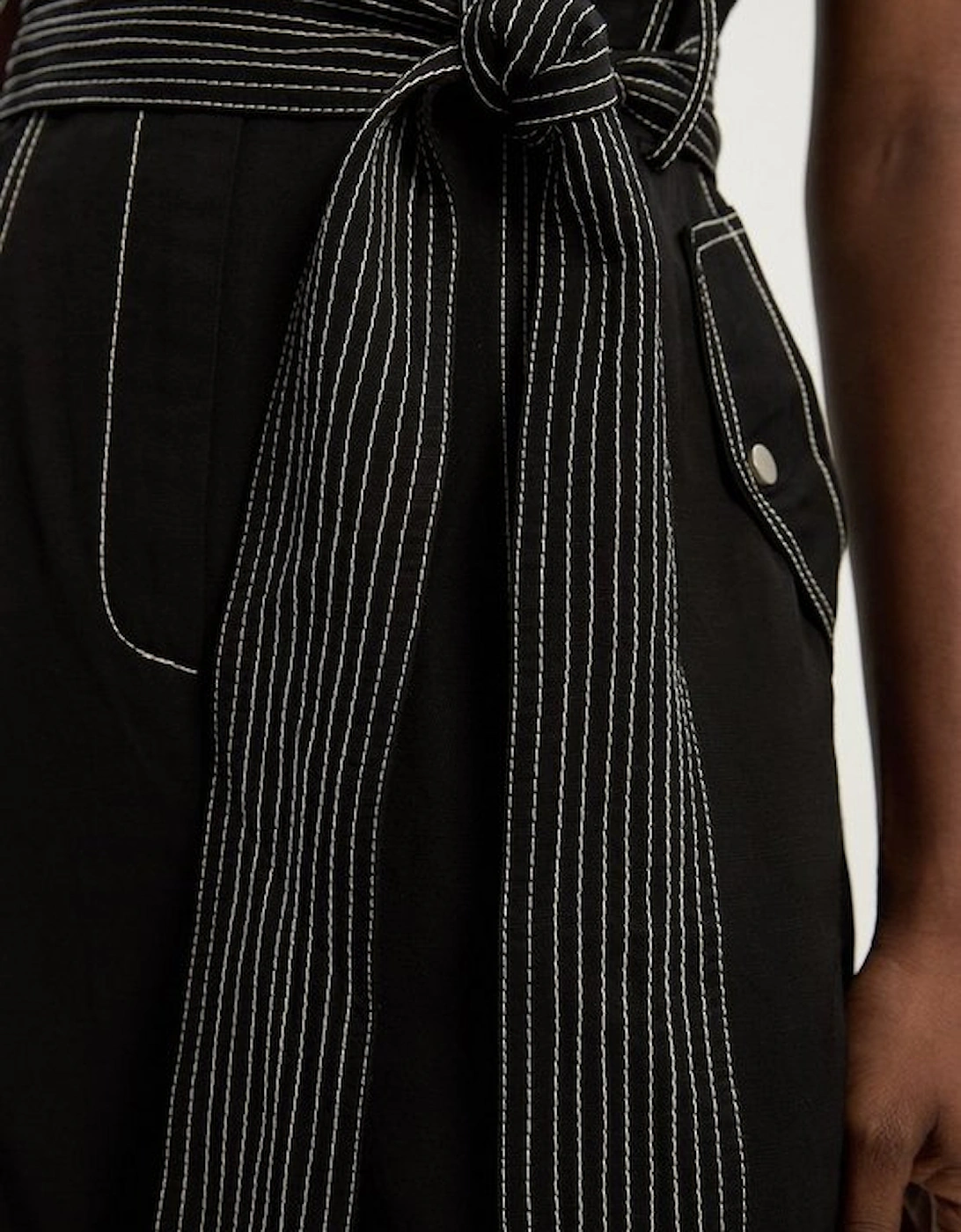 Tall Premium Linen Twill Topstitch Woven Jumpsuit