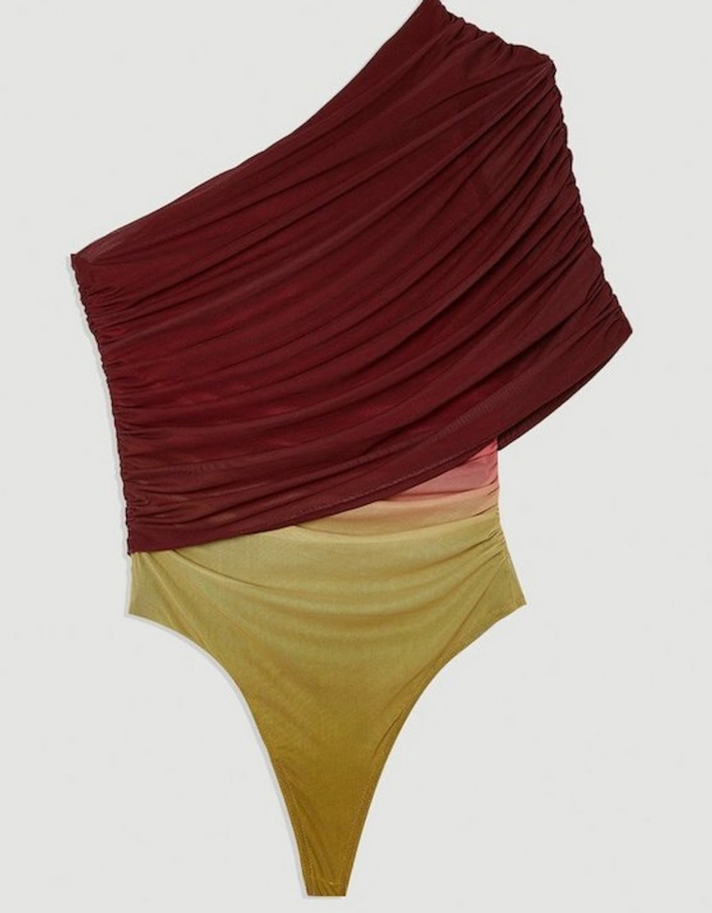 Ombre One Shoulder Mesh Jersey Bodysuit