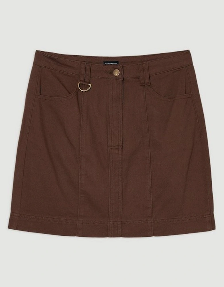 Denim Seamed Mini Skirt