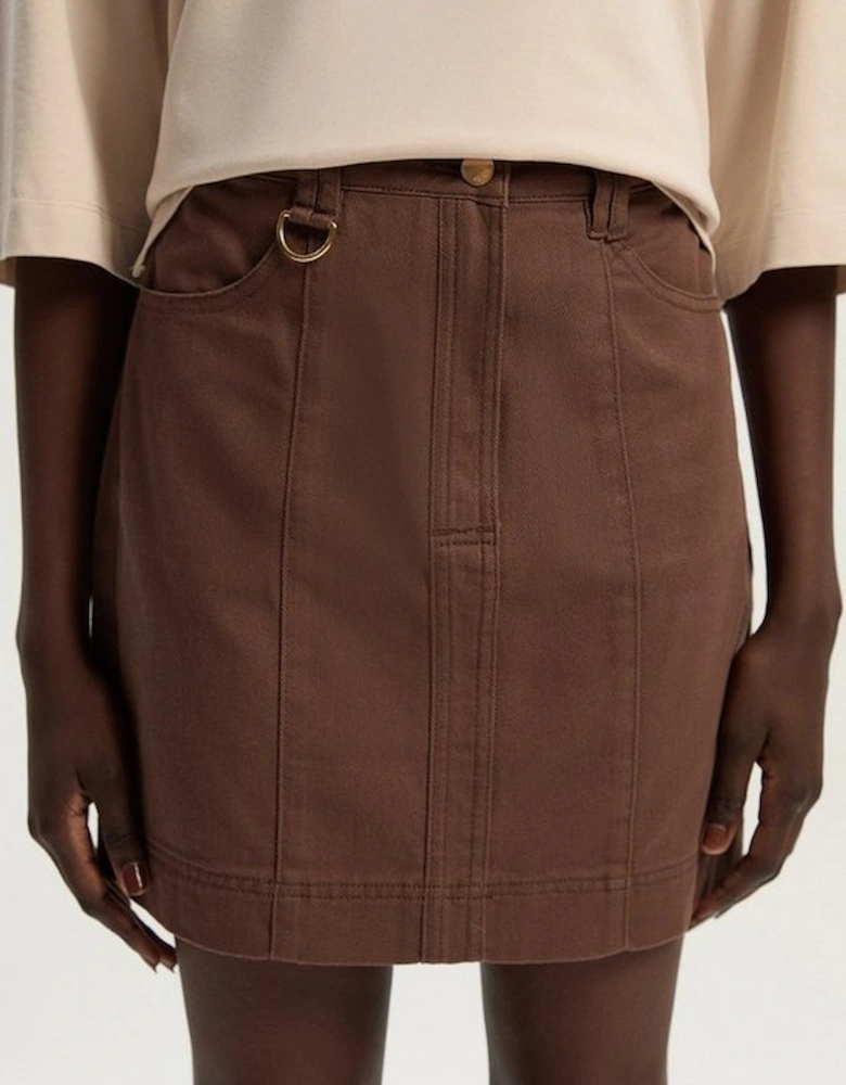 Denim Seamed Mini Skirt
