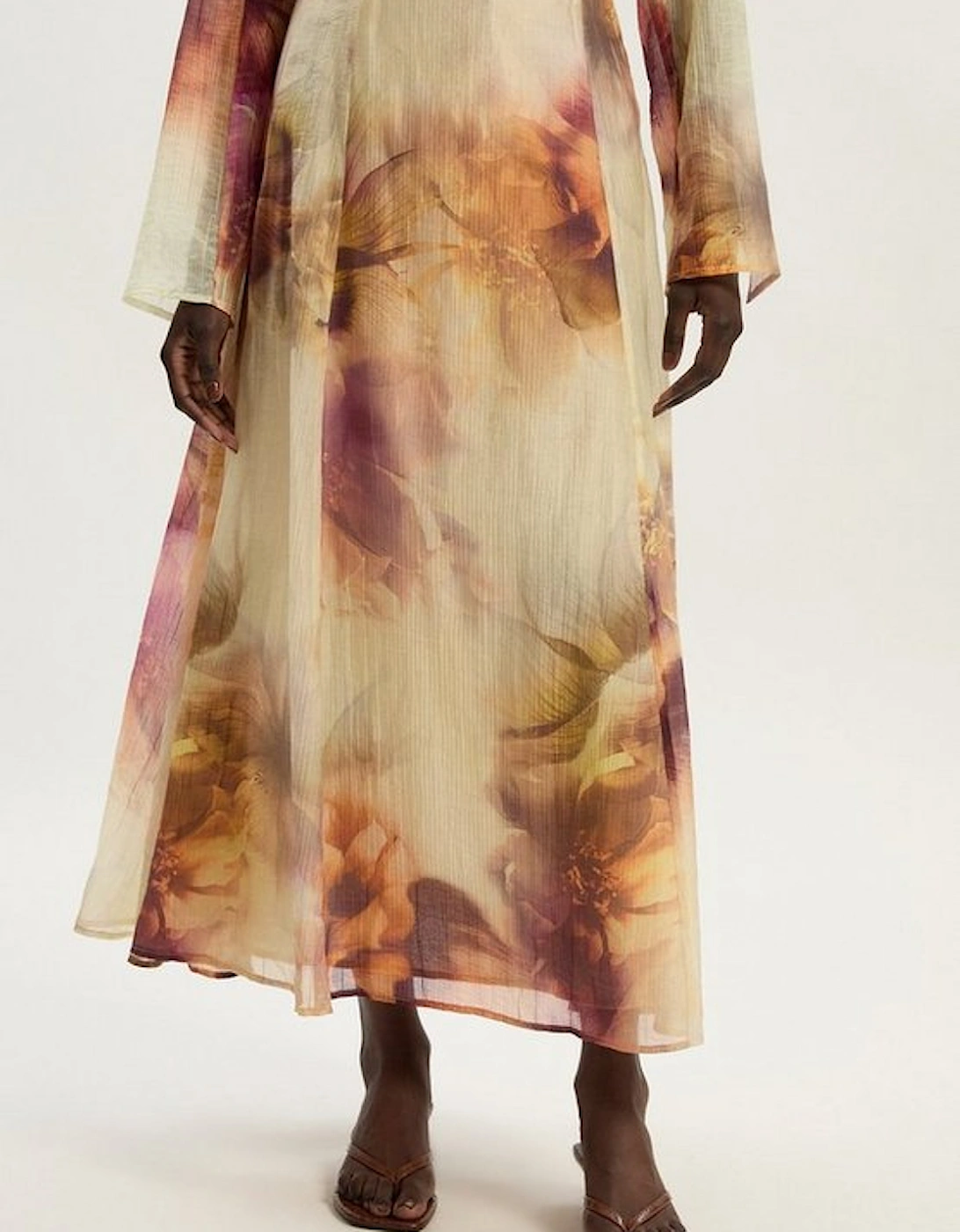 Floral Print Crinkle Georgette Woven Midi Skirt
